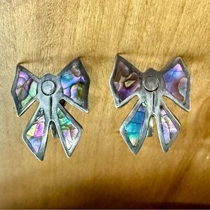 Sterling Abalone Screw On Earrings